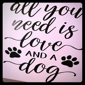 Love and a dog Canvas sign